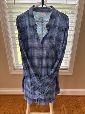 J. Jill Blue Plaid Casual Button-Down Shirt